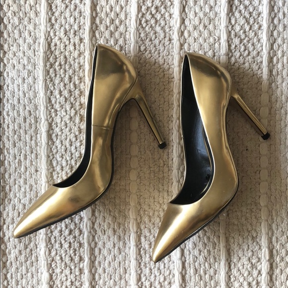 zara gold pumps